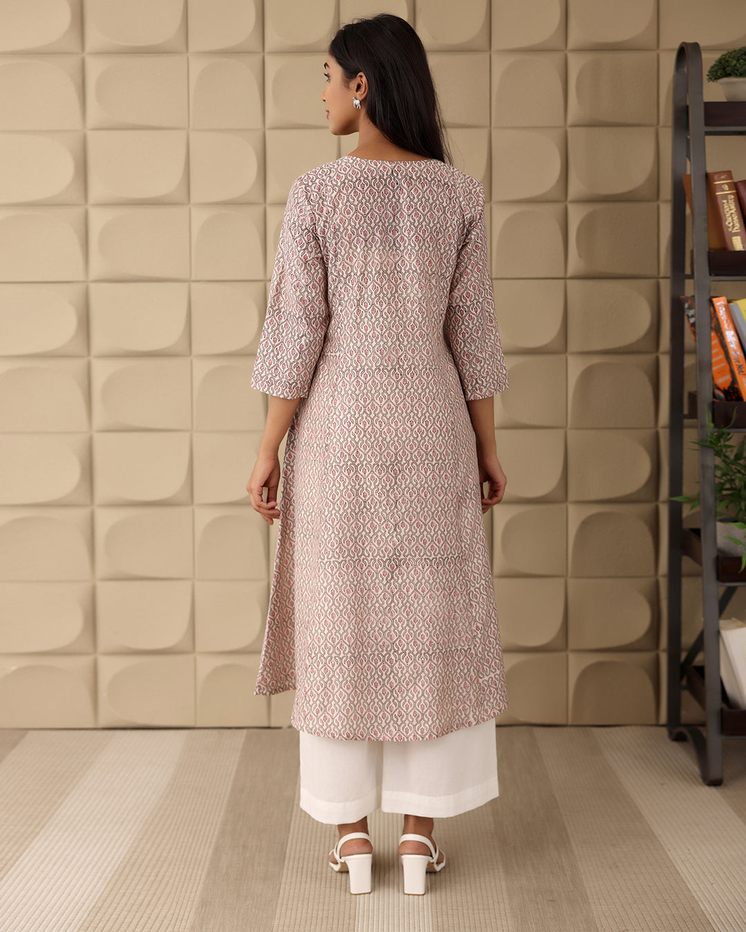 Beige Geometric Printed Kurta Set