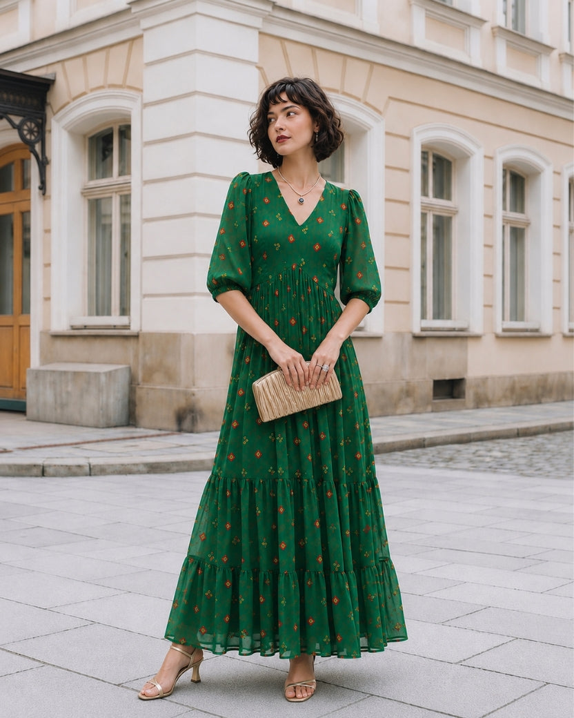 EMERALD BANDHEJ DRESS