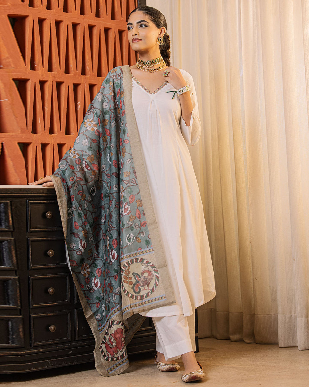 Off white a line cotton suit set