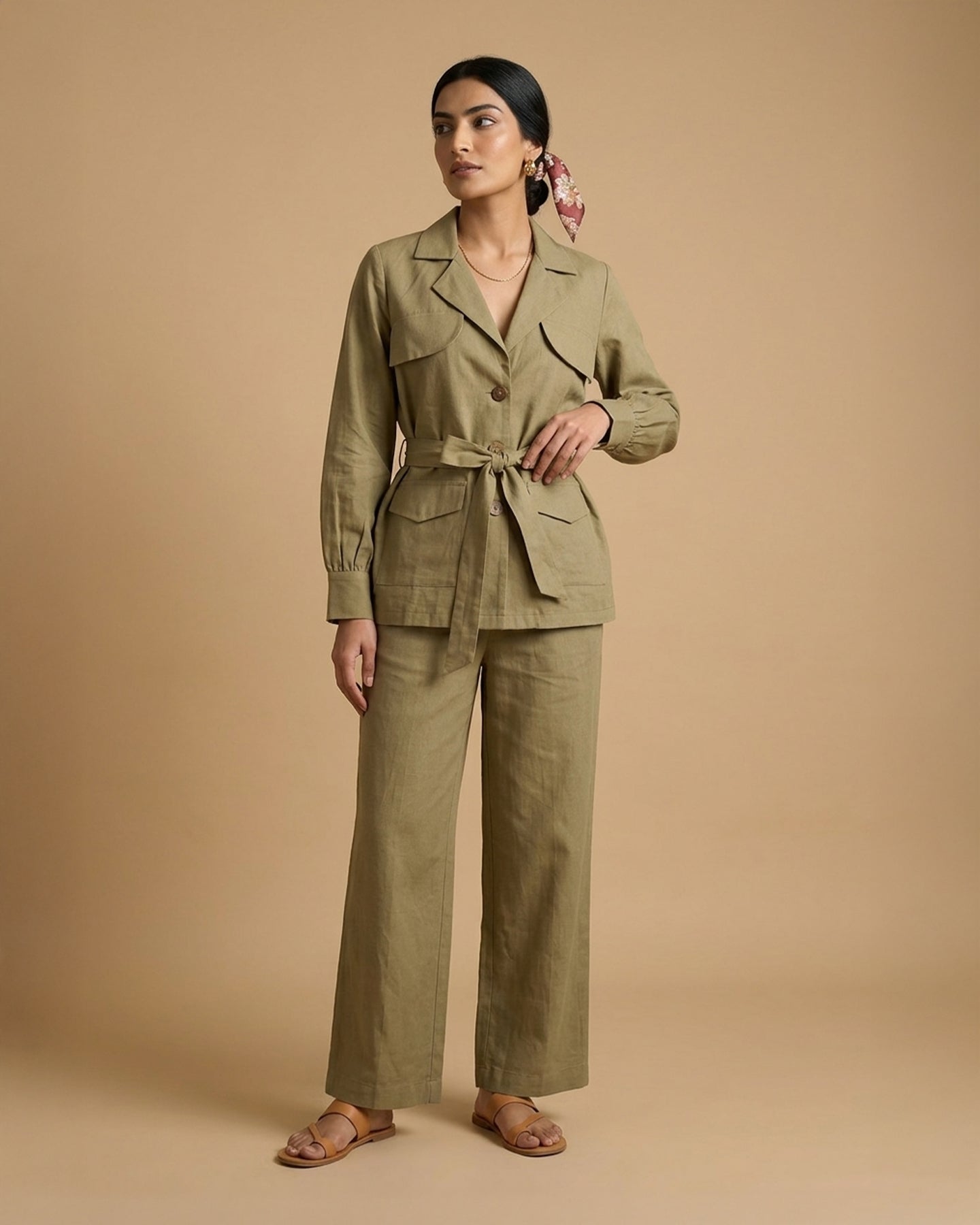 Green Suit Linen Co-ord Set
