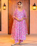 Pink Floral Muslin Suit Set