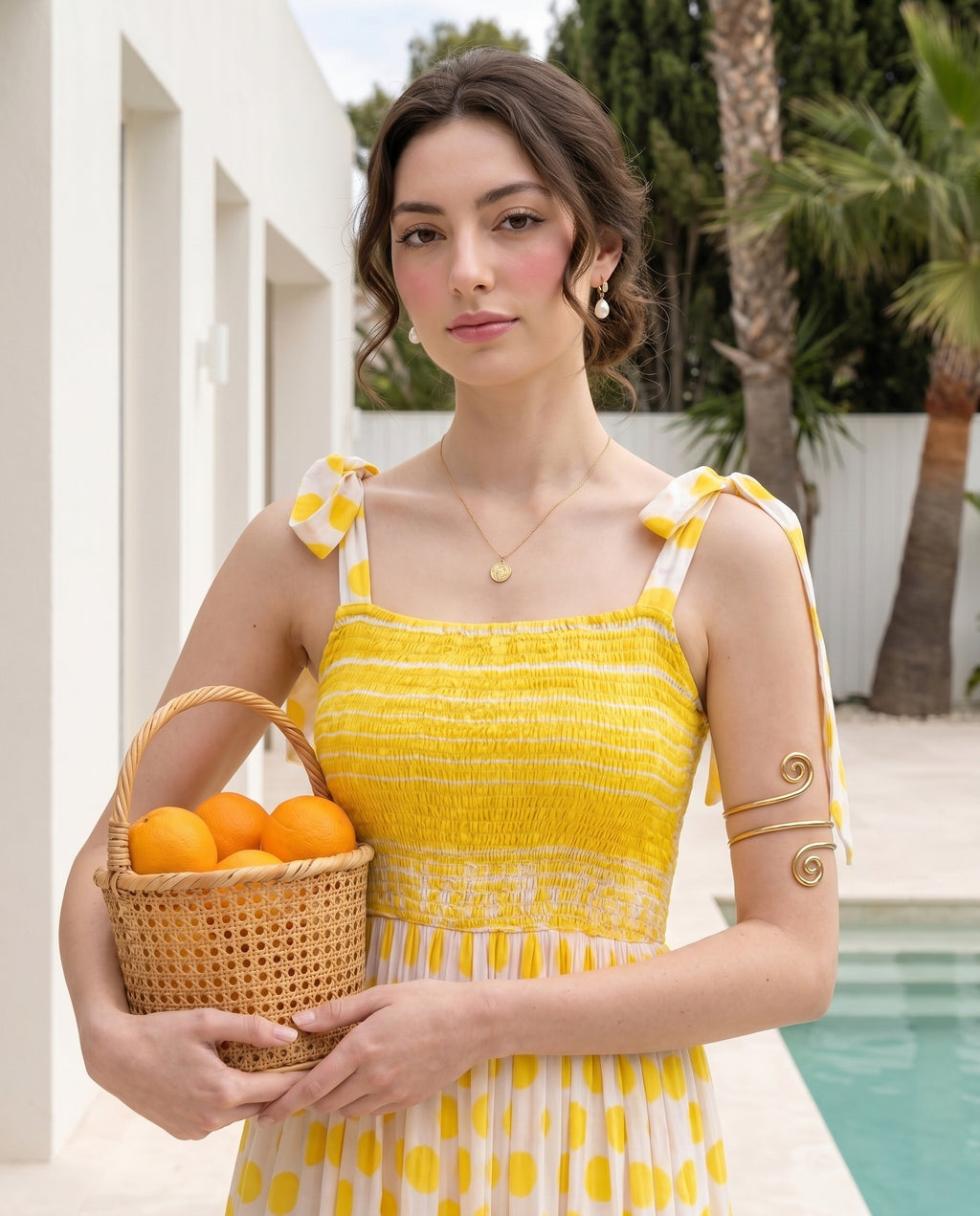 Yellow Smocked & Polka Dress