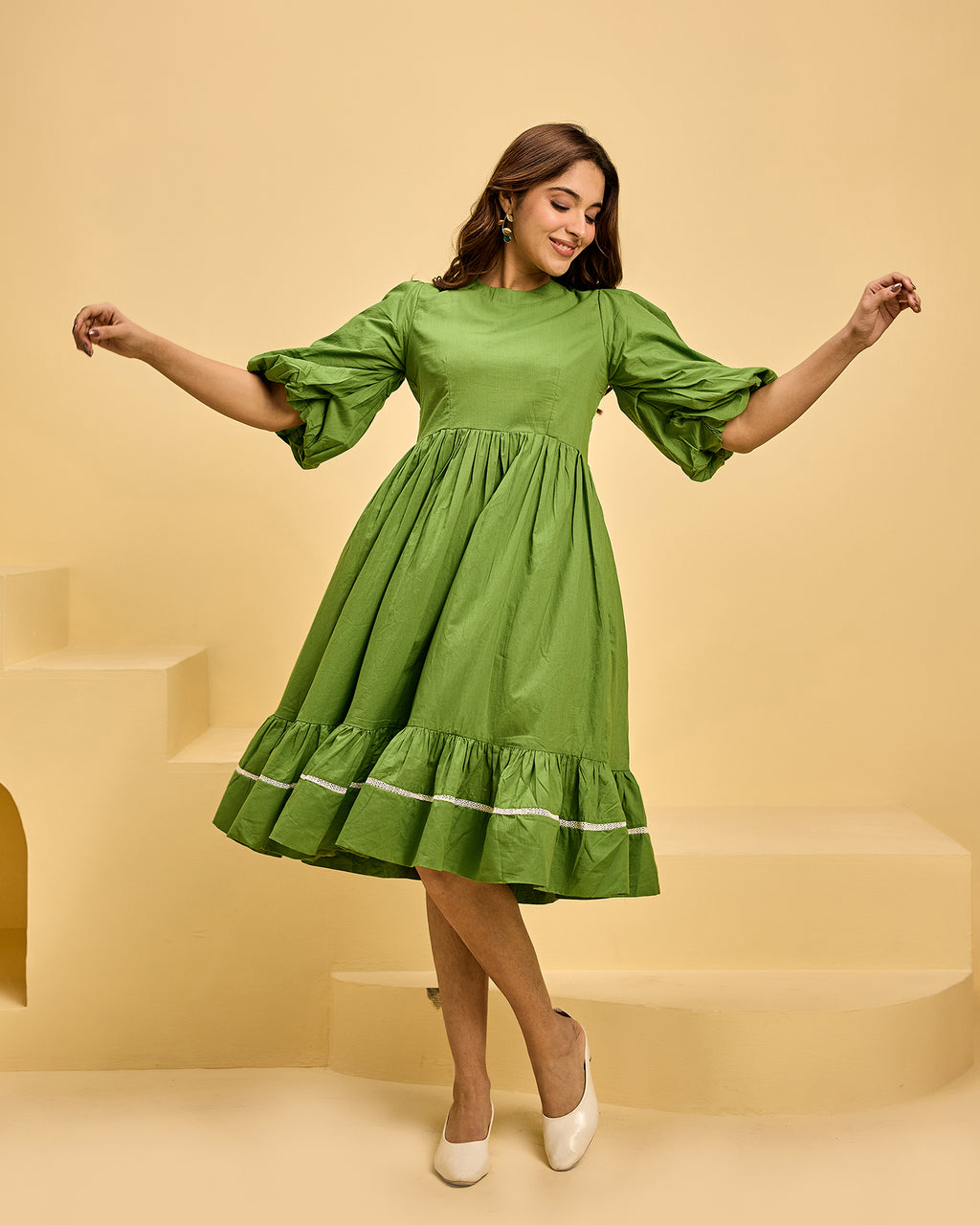 mint green and red dress Christine Vancouver Moss Silk Gown main image 0