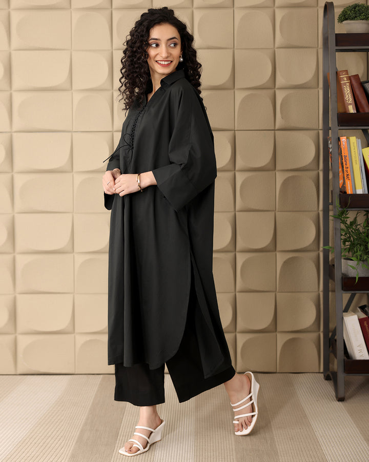 Classic Black A-line Kurta