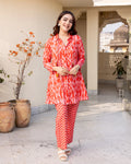 Coral Red Ikat co-ord set