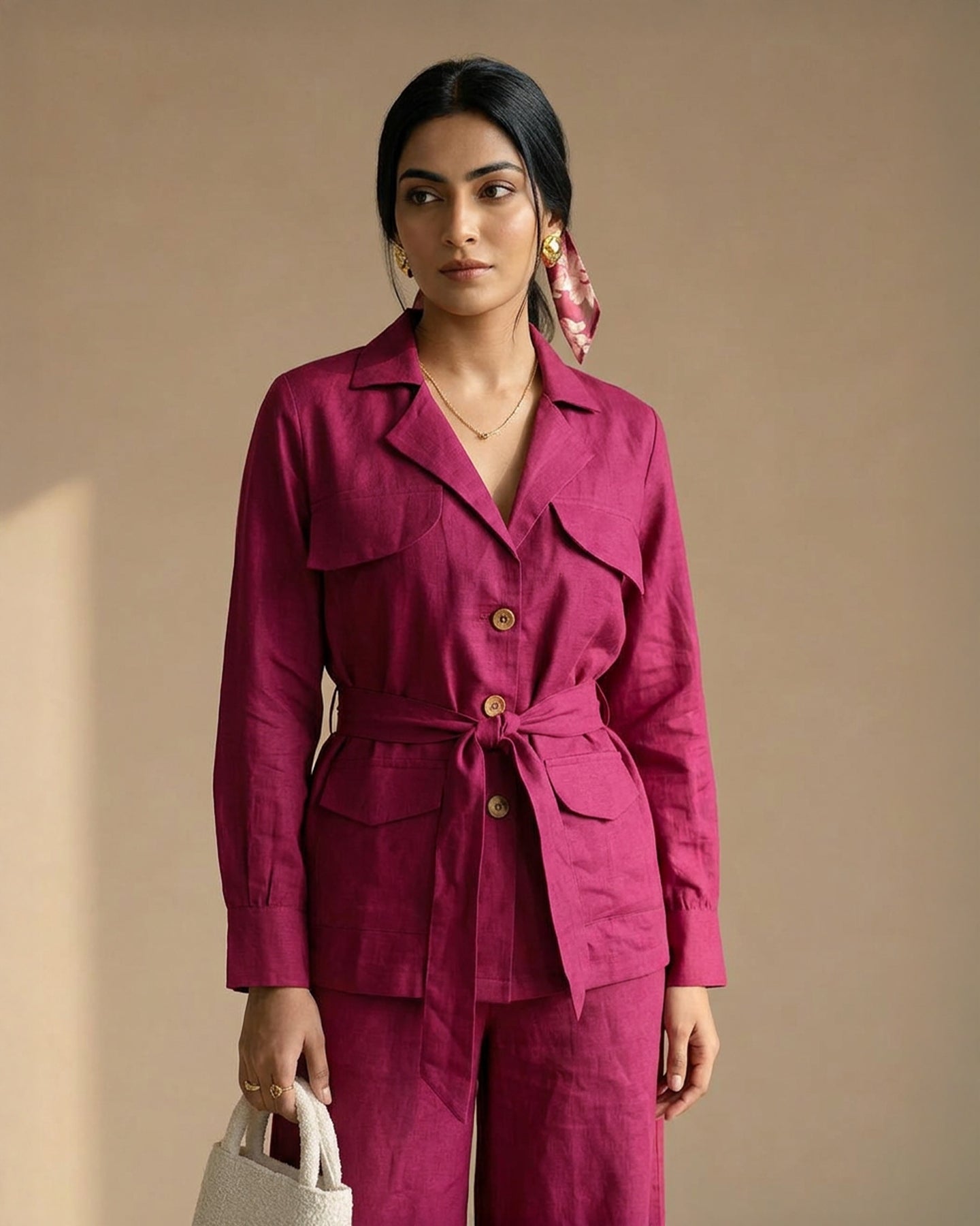 Maroon Suit Linen Co-ord Set