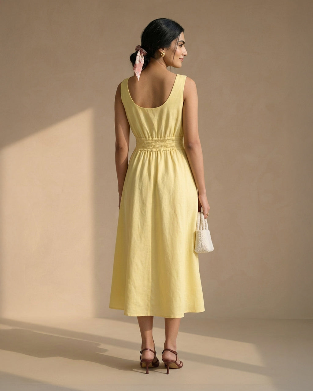 Yellow Midi Linen Dress