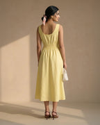 Yellow Midi Linen Dress