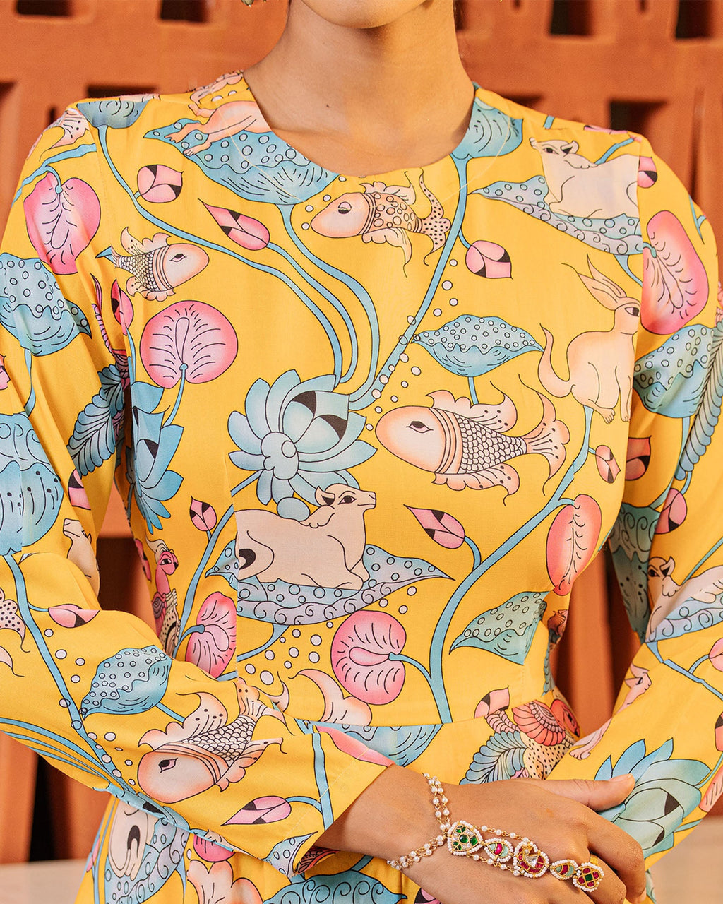 Yellow Floral Muslin Suit Set