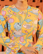 Yellow Floral Muslin Suit Set