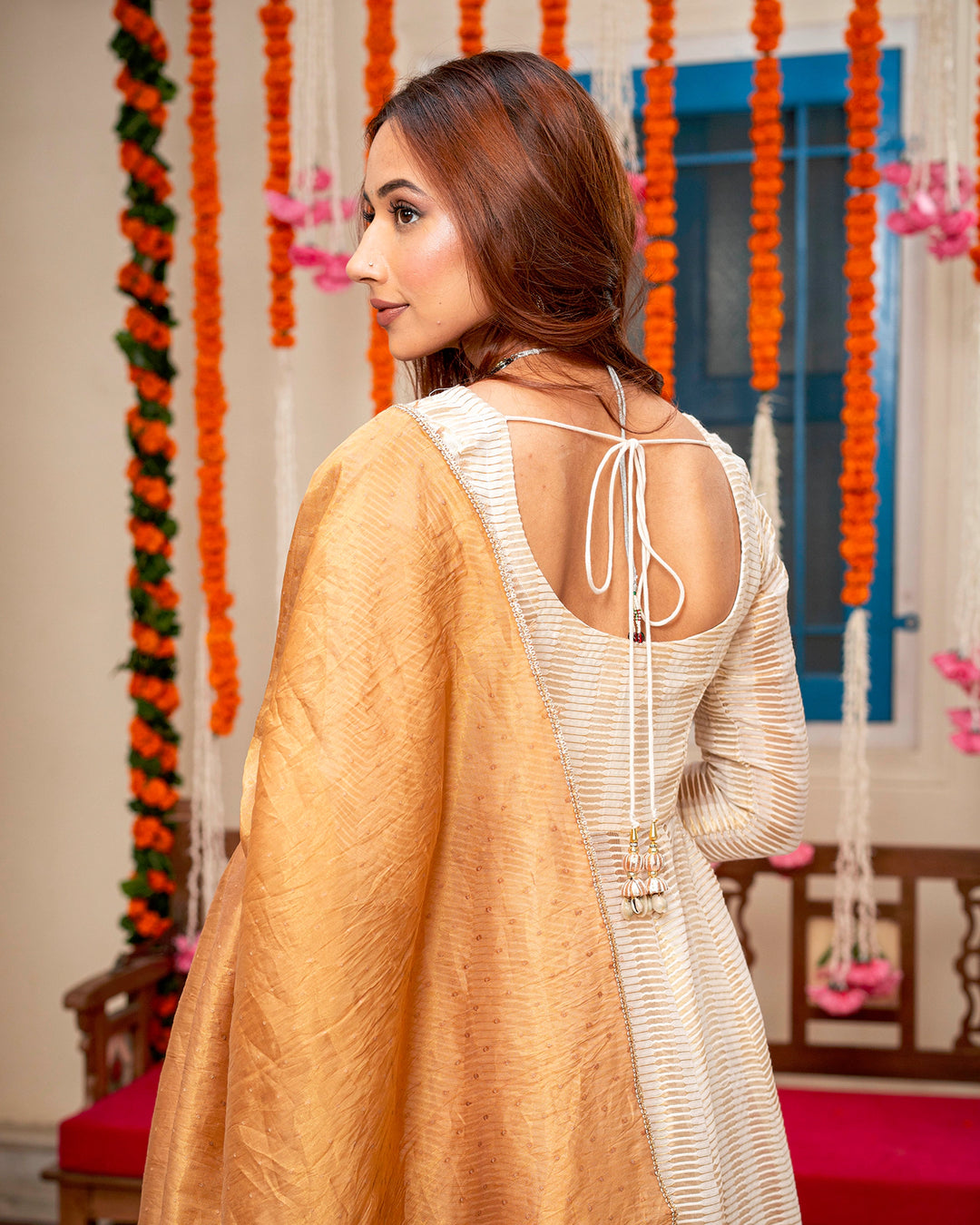 Ivory Self-Embroidered Suit Set