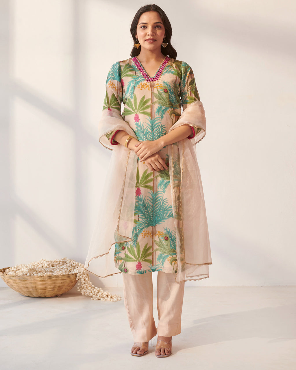 Off White Foliage Suit Set