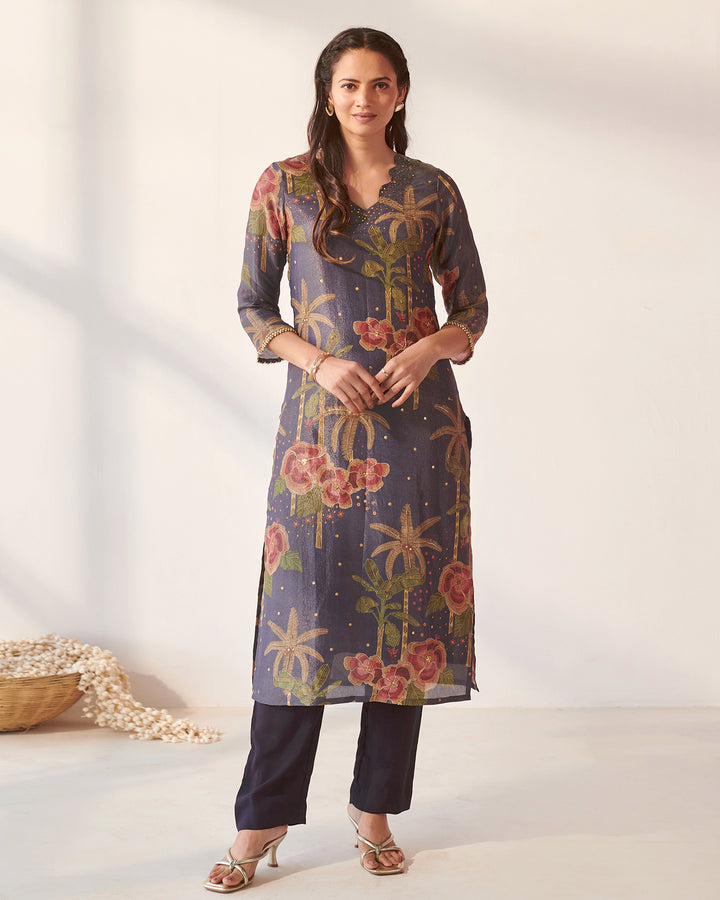 Blue Enchanting Bloom Kurta Set