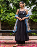 Black Suit & Blue Kalamkari Dupatta