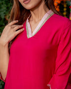 Red Solid Kurta Set
