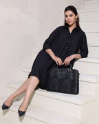 Classic Black Poplin Shirt Dress