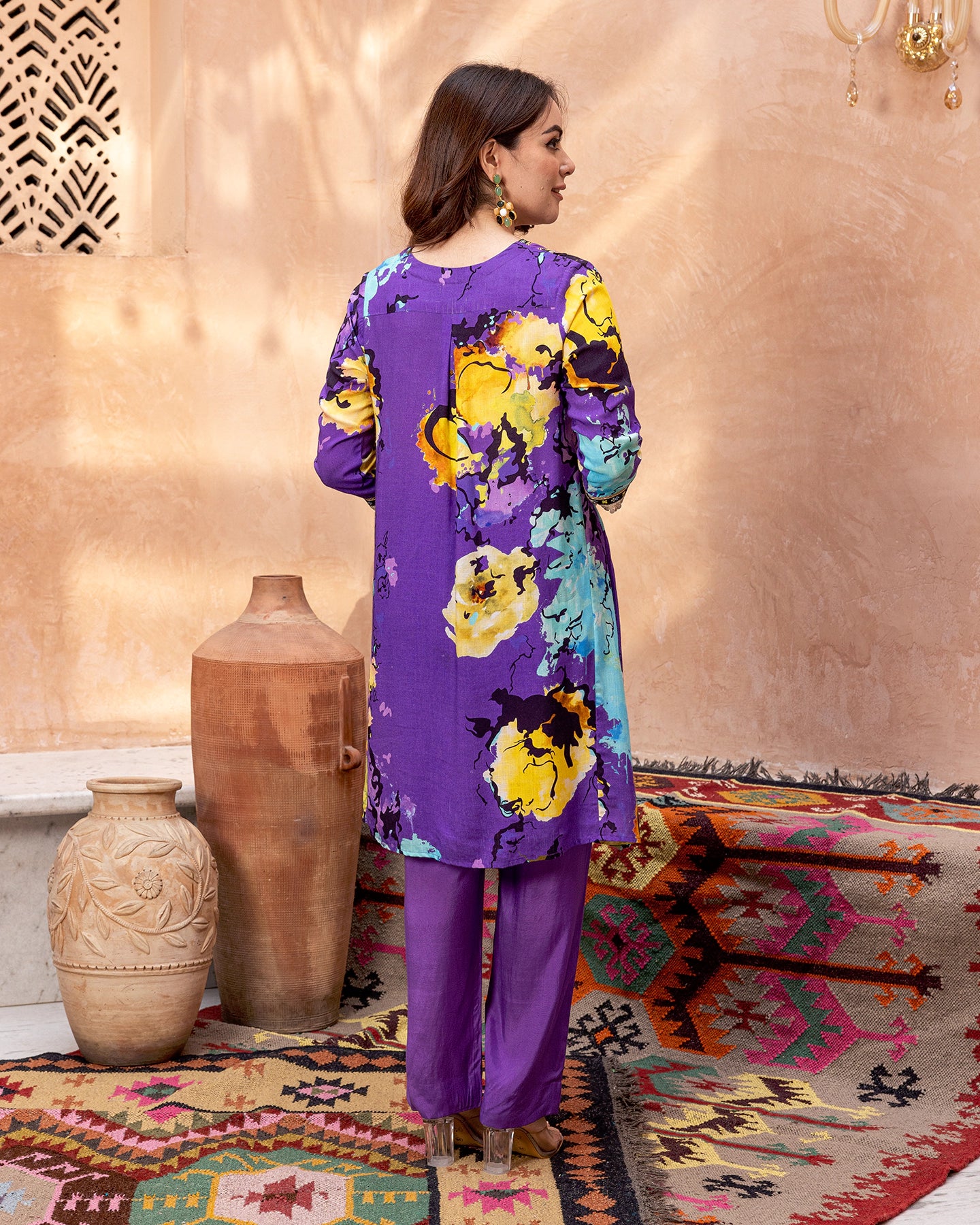 Purple Blossom Kurta Set