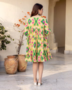 Pastel Yellow Tiered Ikat Dress