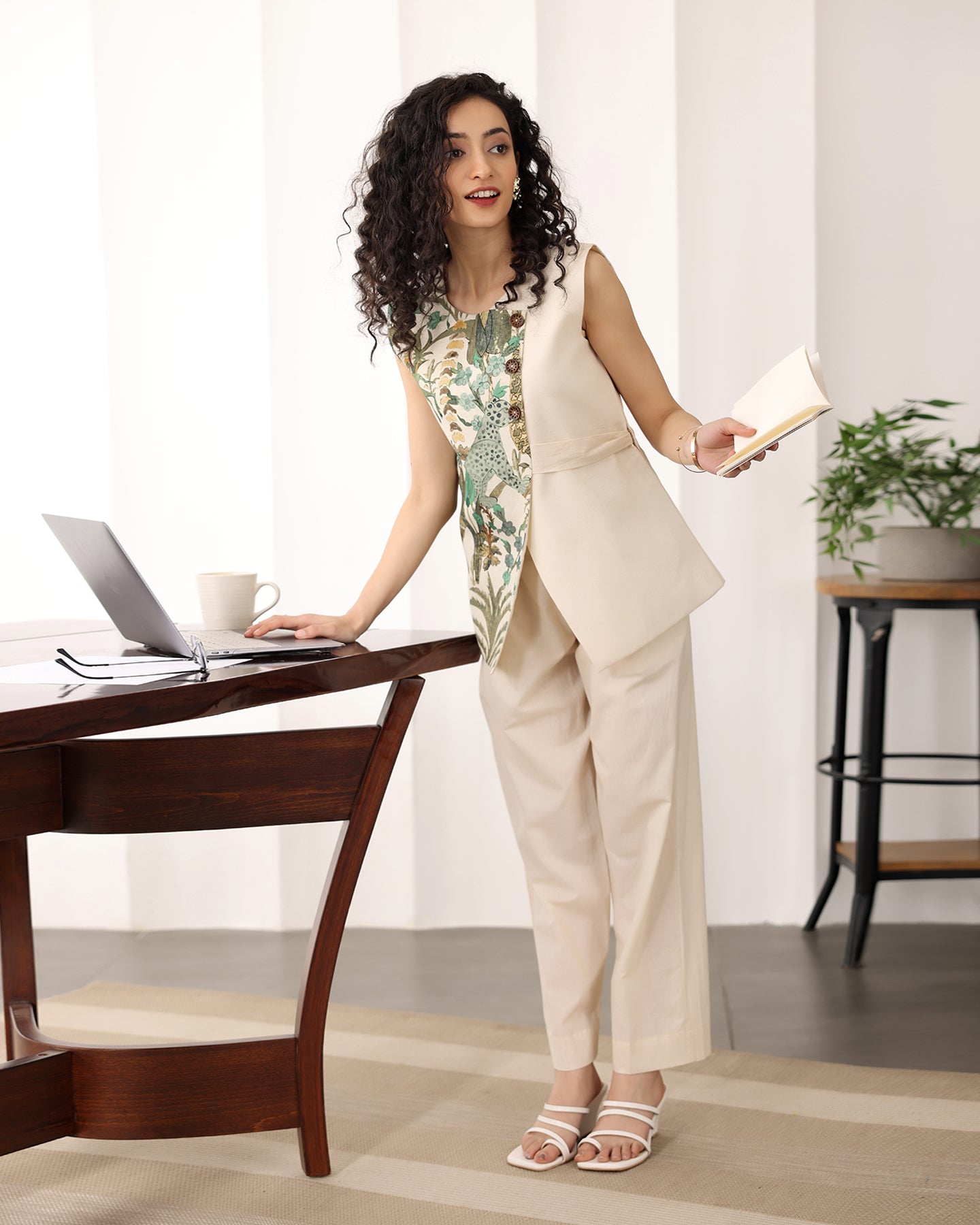 Printed Cotton Wrap Top Co-ord Set