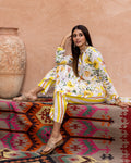 White Blossom & Stripe Kurta Set