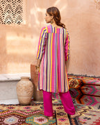 Pink Blossom & Stripes Kurta Set