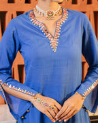 Royal Blue Mirror Work Kurta Set