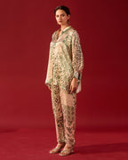 Ivory Green Print Platter Shirt Set
