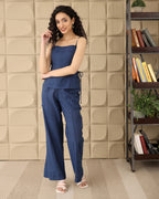 Navy Cotton Strappy Co-ord Set