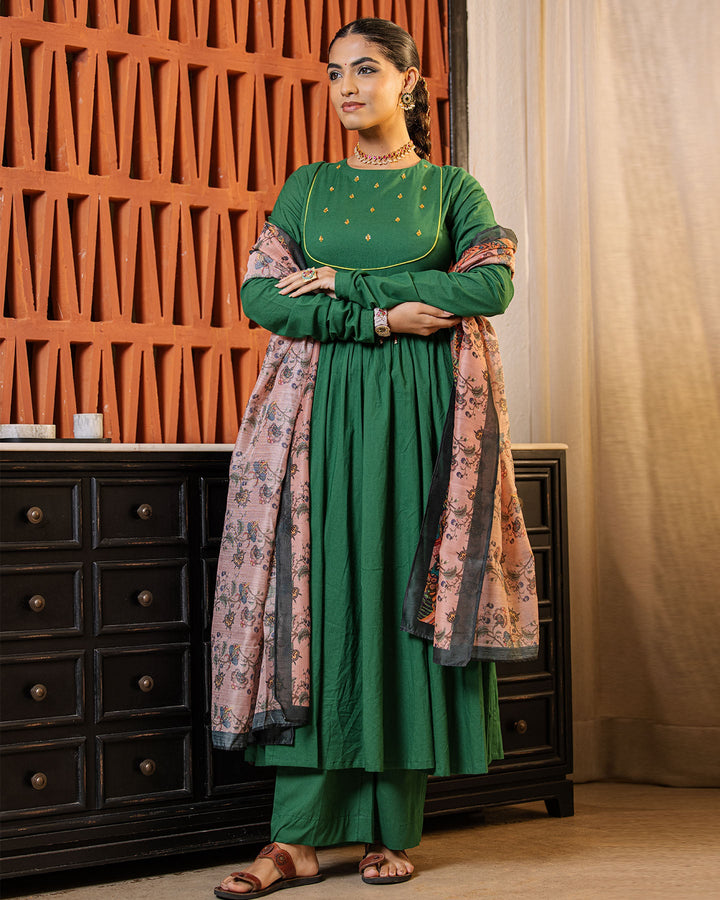 Emerald Green Kalamkari Suit Set