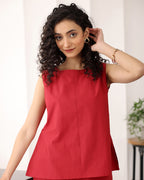 RUBY RED SLEEVELESS CO-ORD SET