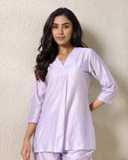 V-Neck Lilac Chanderi Co-ord Set