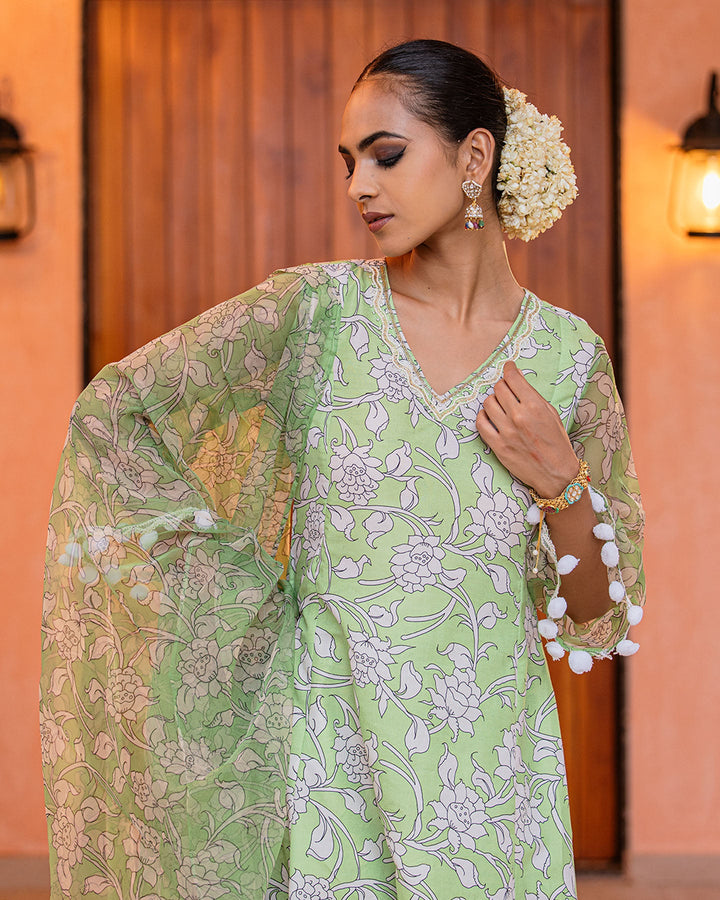 Pistachio Green Kalamkari Suit