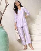 V-Neck Lilac Chanderi Co-ord Set