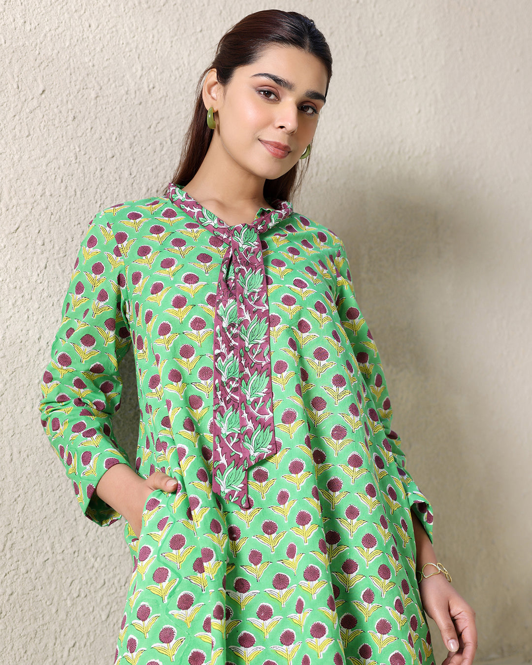 MINT GREEN FLORAL KURTA SET