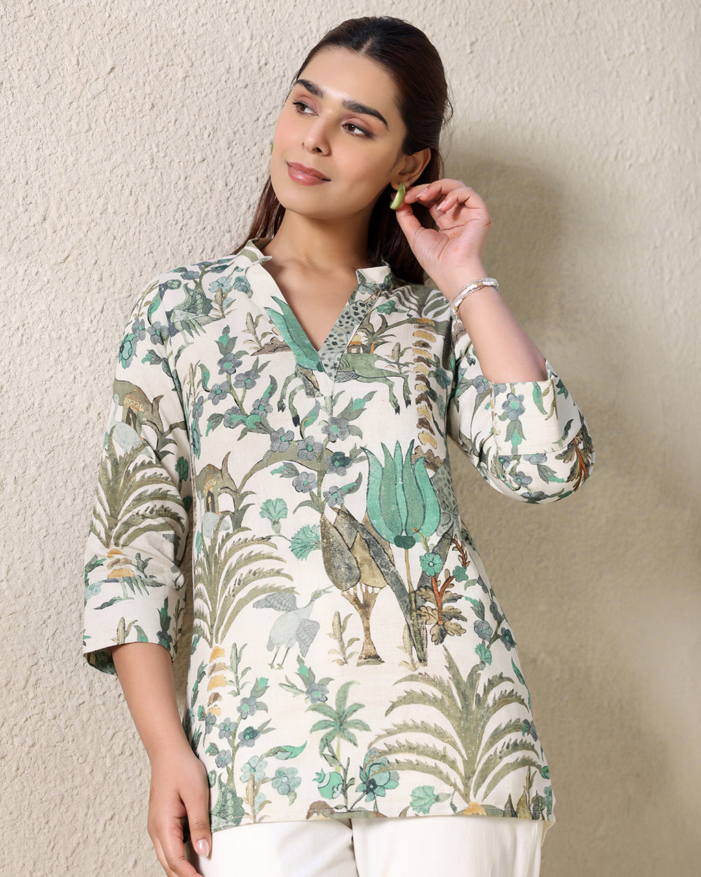 Off-White Cotton Printed Co-ord Set