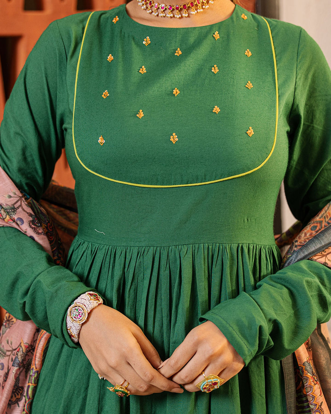 Emerald Green Kalamkari Suit Set