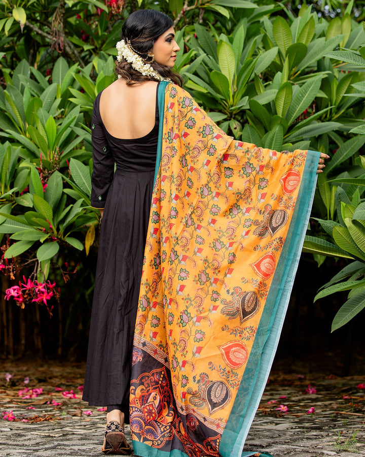 Black Anarkali cotton suit set