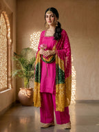THE FUCHSIA BANDHANI BLOOM SUIT SET