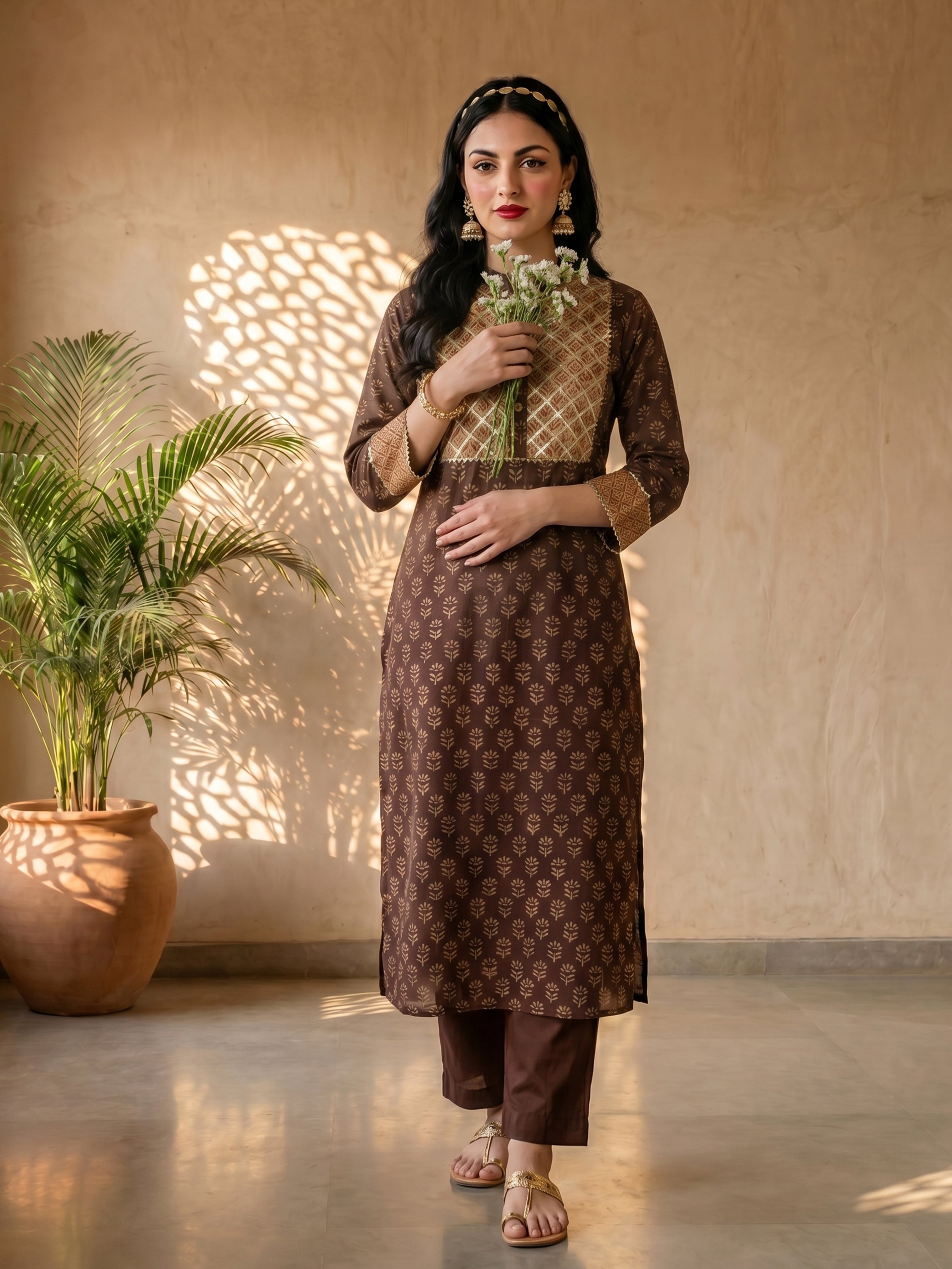 Espresso Heritage Printed Kurta