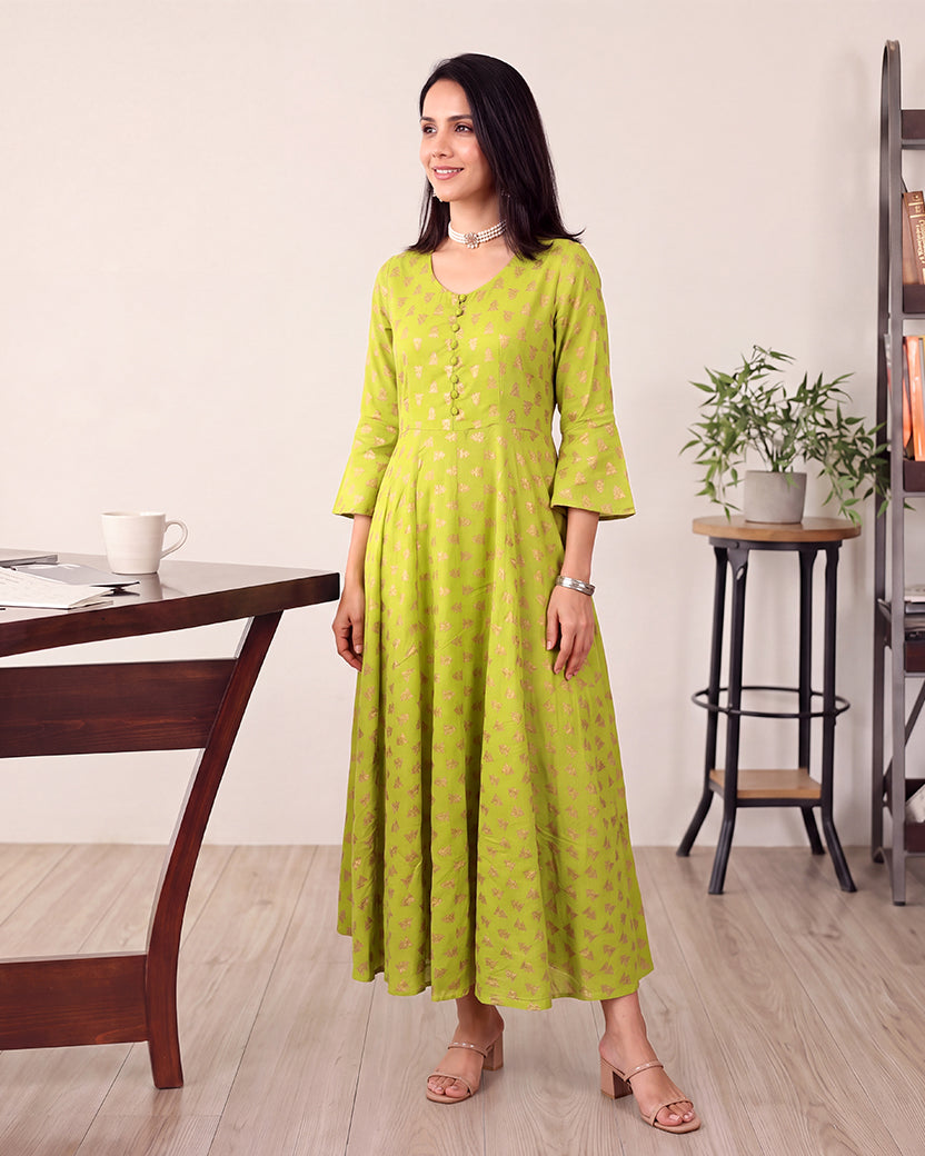GREEN GOLDEN KURTA SET