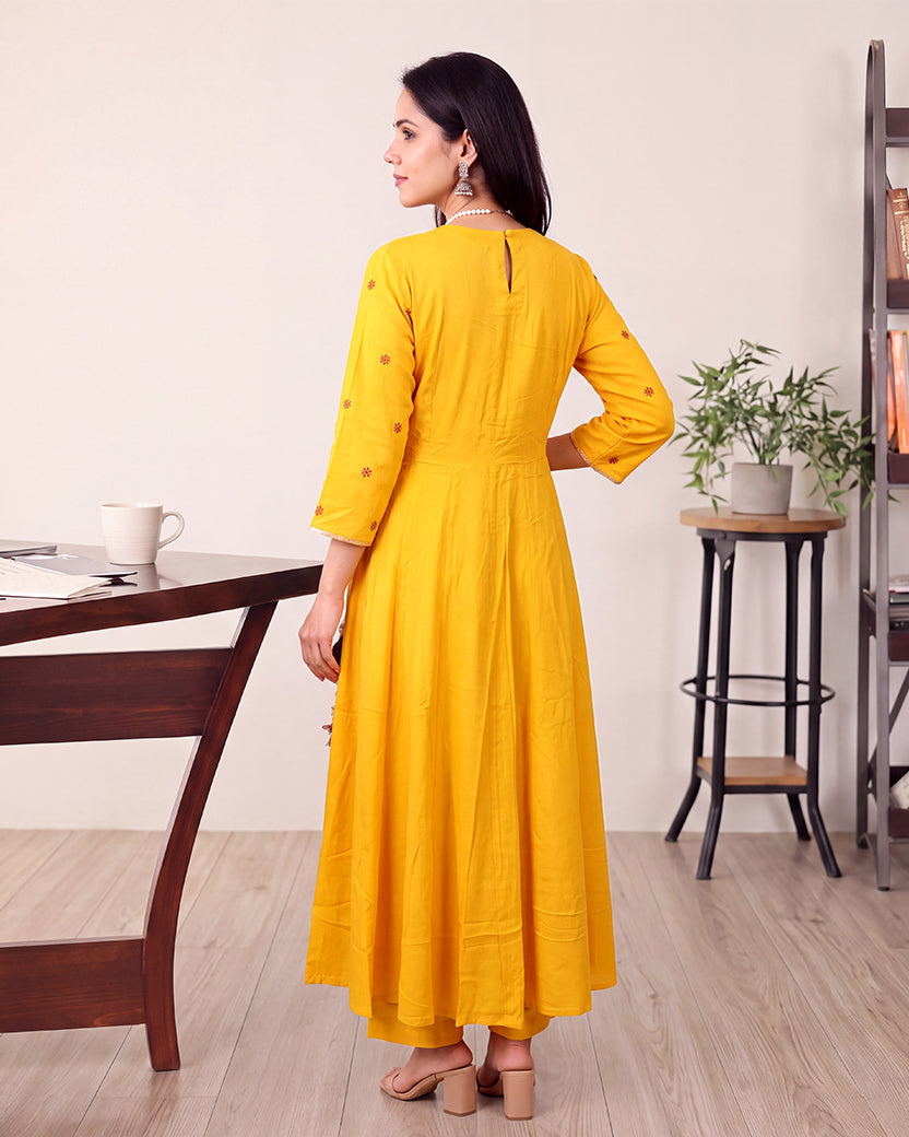 MUSTARD ROUND KALIDAAR SET