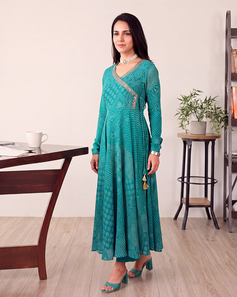 GREN BANDHANI KALIDAAR SET