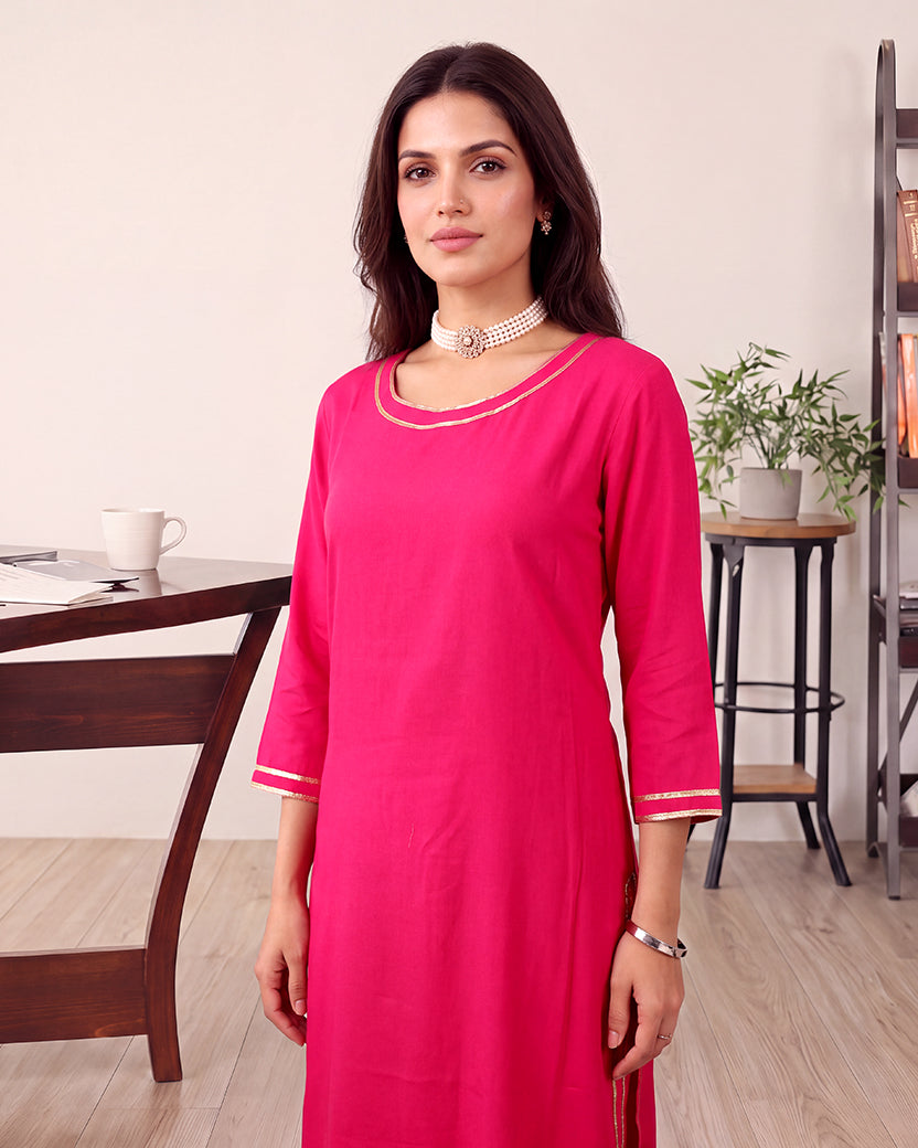 PINK ROUND KURTA SET