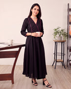 BLACK RED LINE KURTA SET