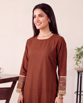 CHANDERI BROWN KURTA SET