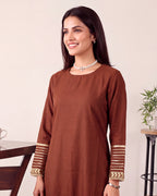 CHANDERI BROWN KURTA SET