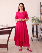 MAROON ANARKALI KURTA SET