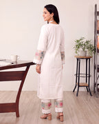 WHITE EMBROIDERY SPACE KURTA SET