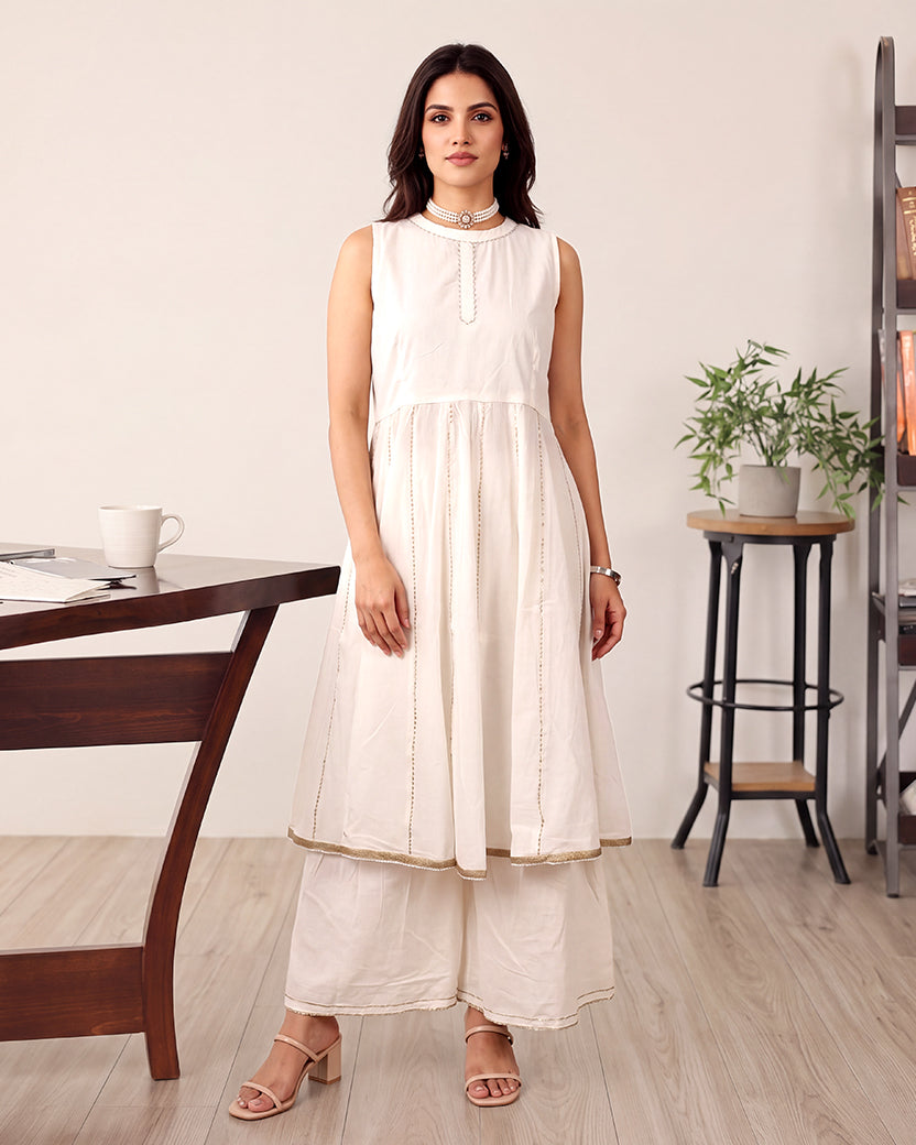 VRUSHALI WHITE KURTA SET
