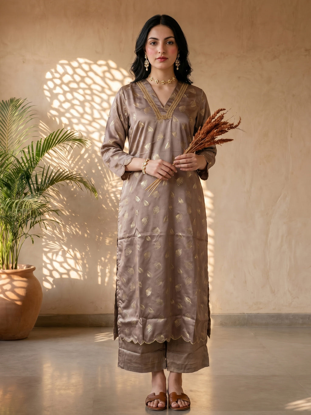 THE TAUPE GLEAM KURTA SET